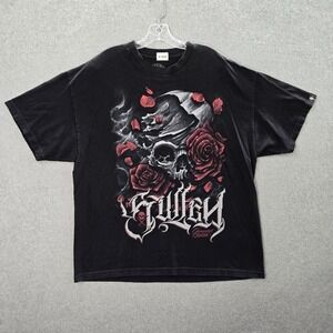Sullen Men Shirt 2XL Black Jeremiah Barba Floral Rose Skull Graphic Print Tee